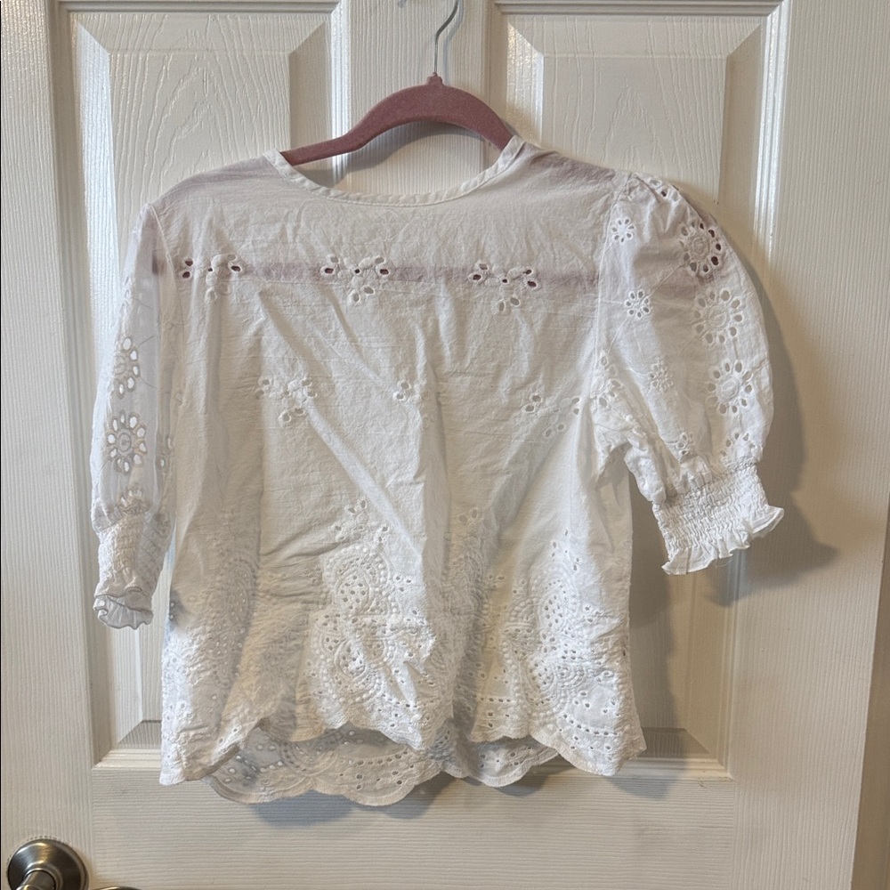 Elegant White Eyelet Blouse